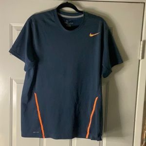 Mens Nike Dri-Fit Running T-Shirt Sz.L ,Grey/Neon Orange Pre-Owned